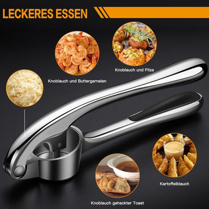 Пресс для часнику з нержавіючої сталі, для миття в посудомийній машині, професійний прес для часнику, кухонний аксесуар