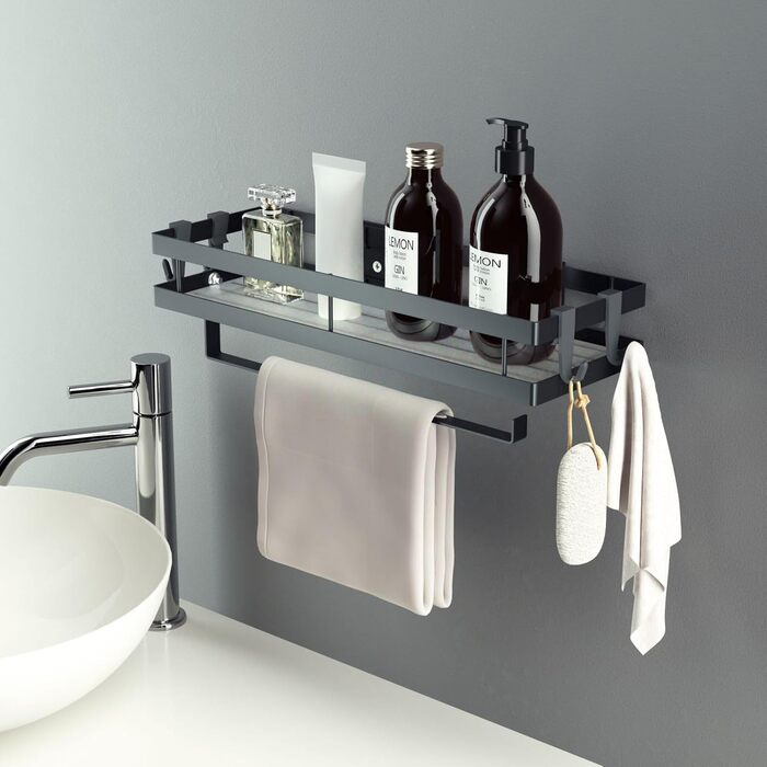 Настінна полиця для спецій та кухонного приладдя, 2 шт. сіра та чорна