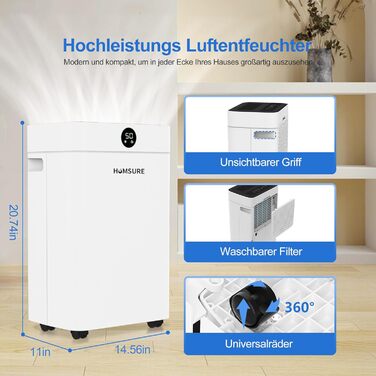 Вологопоглинач повітря 25л з таймером 24г, автоматичним розморожуванням та безперервним відведенням води