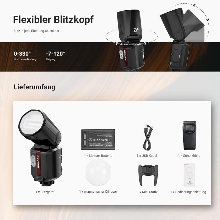 Спалах NEEWER Z2-N 2.4G TTL з круглим голівкою для Nikon, 76W, швидка модель зміна, HSS 1/8000s, 2600mAh акумулятор