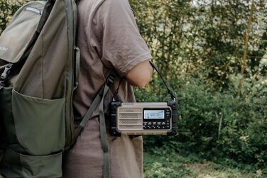 Радіо Sangean MMR-99: Багатофункціональне аварійне радіо з ручкою, FM/RDS, Bluetooth, LED-ліхтариком та IP55, для відпочинку на природі, кемпінгу та надзвичайних ситуацій, Desert Tan