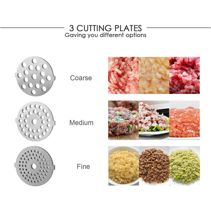 М'ясорубка електрична COOCHEER багатофункціональна 2000 Вт з насадками для ковбас, кеббе, овочів та тіста (Чорна)