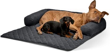 Захист дивана для собак Lous – ковдра для собак, лежанка для собак, килимок для дивана – ручна робота, з бортиком – прання до 90 градусів, особливо м'яка – розмір XL приблизно 117x97x15 см (Чорний) Чорний XL