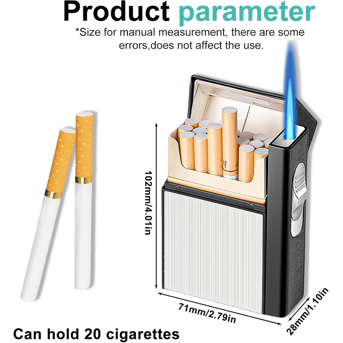 Алюмінієве екіпен для сигарет з запальничкою: водонепроникний кейс для 20 сигарет, USB зарядка (без газу), білий