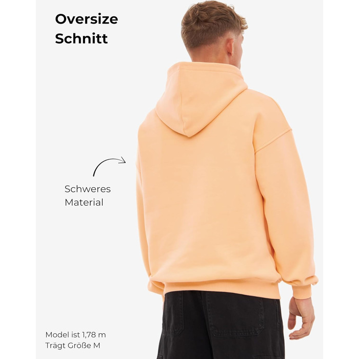 Унісекс худі Johnny Urban Cody Oversize — базовий однотонний світшот з капюшоном із щільної тканини, колір персиковий, розмір XS