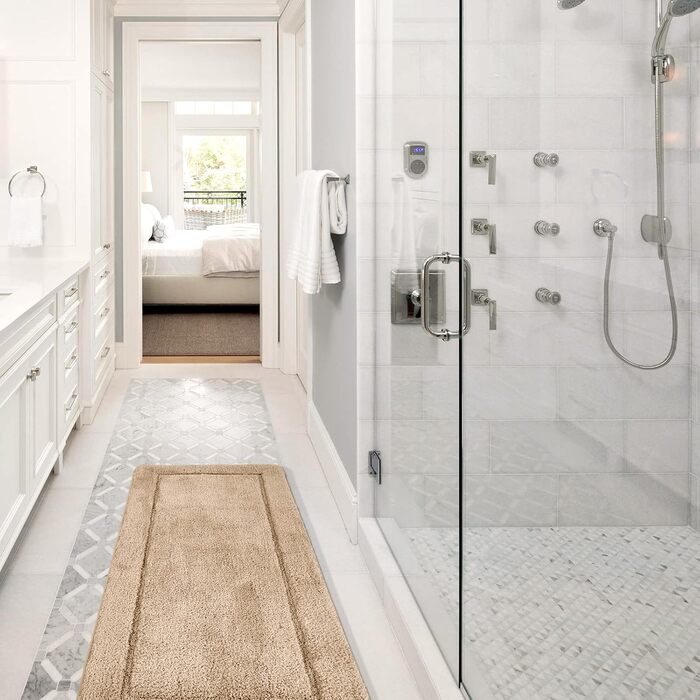 SOANNY Bath Mat Set - 2 Pack Microfiber Bathroom Rugs - Non-Slip, Water Absorbent - 53x86 cm & 50x50 cm