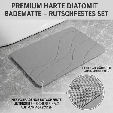 Швидкосохнучий килимок для ванної кімнати з діатоміту 60x40 см, суперпоглинаючий антиковзаючий мат із кізельгуру для ванної та кухні, чорний дизайн