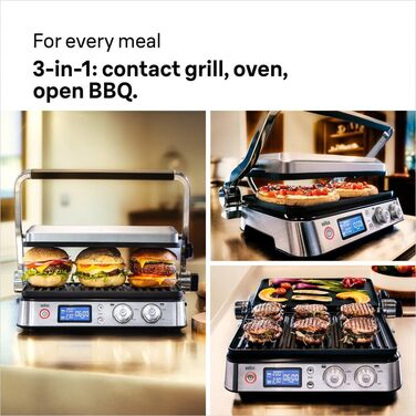 Електричний гриль Braun MultiGrill 7 CG7020: контактний гриль, барбекю та духовка 3-в-1, 2000W, велика поверхня (12 бургеров), для дому
