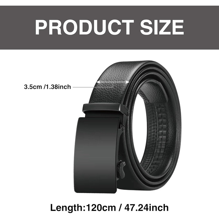 Чоловічий шкіряний ремінь з автоматичною застібкою-ратом, 35 мм, для костюма, джинсів, штанів, повсякденного та ділового стилю