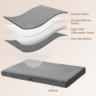 Ортопедичне ліжко для собак EHEYCIGA XXL, 120x74x9 см, сіре. М'яке, миється, для великих собак, підходить для перенесення.