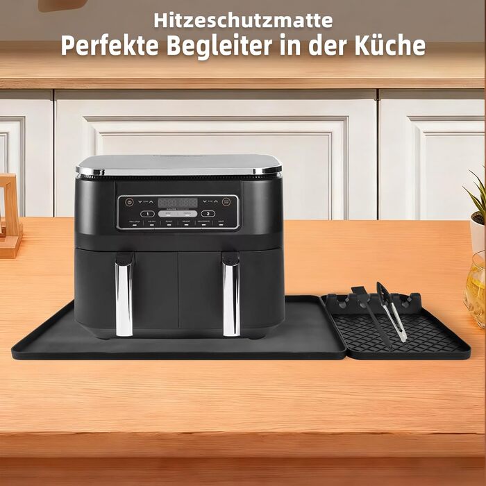 Стійка до вогню силіконова підставка 48x30 см для фритюрниці, кухонного приладдя, захист від нагріву, робочої поверхні, кавомашини, сумісна з Ninja, Cosori, Philips Airfryer