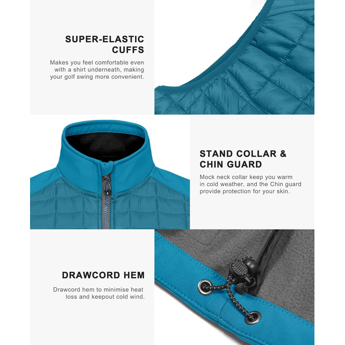 Little Donkey Andy Легка пухова жилетка для чоловіків, тепла безрукавка, outdoor-куртка для піших прогулянок, подорожей та бігу (S, Павіно-блакитний)