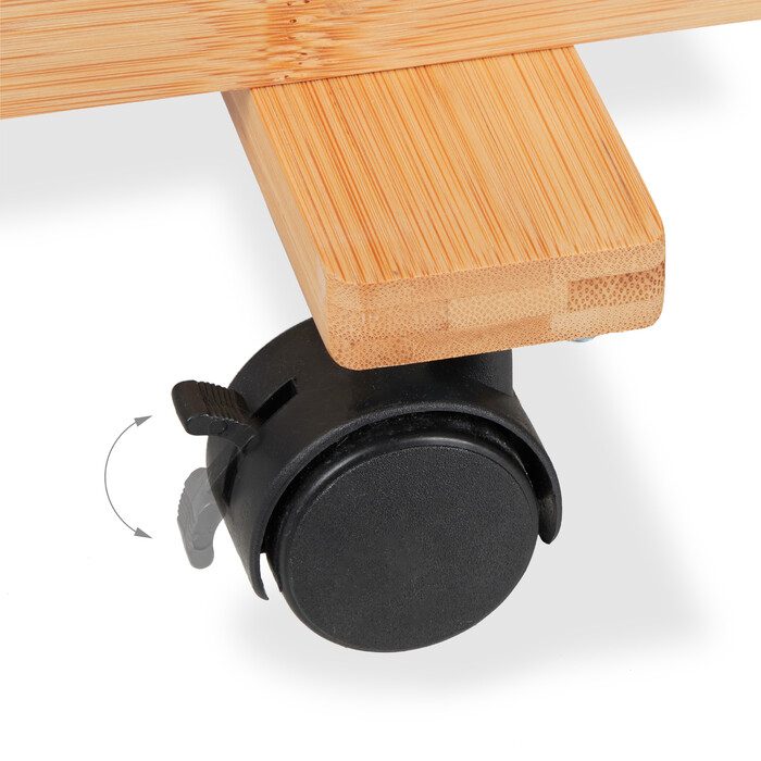 Relaxdays Bamboo Plant Shelf with Wheels