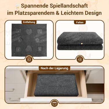 Килимок-ігровий для котів з тунелем та мішечком, інтерактивна іграшка, активний центр для котів, килимок для полювання, інтелектуальна іграшка, 100x100 см