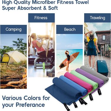 Набір рушників з мікрофібри 2 шт. | 180x60 см (великий) + 80x40 см (малий) | Швидковисихаючі рушники для душу, спорту, пляжу, фітнесу (темно-синій)