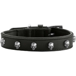 Нашийник для собак HUNTER Tijuana, чорний, з натуральної шкіри, ручної роботи, з декоративними черепами, розмір 55