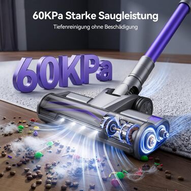 Акумуляторний пилосос Redkey X18 650W, 60KPa, 8-в-1: бездротовий вертикальний пилосос з LED-щіткою, дисплеєм та захистом від намотування волосся для килимів, твердих підлог та авто