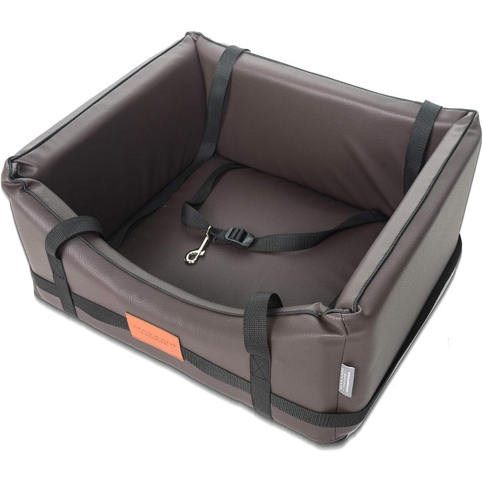 Автомобільний лежак для собак Mayaadi-Home з штучної шкіри, 65x55 см, коричневий