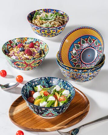 Тарілки для мюслі та супу HENXFEN, 6 шт. - кераміка, богемний стиль