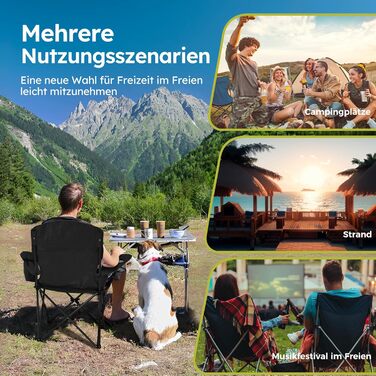 Набір 2 складаних стільців для кемпінгу High Point Sports з підсклянником та охолоджувачем, до 120 кг, чорний