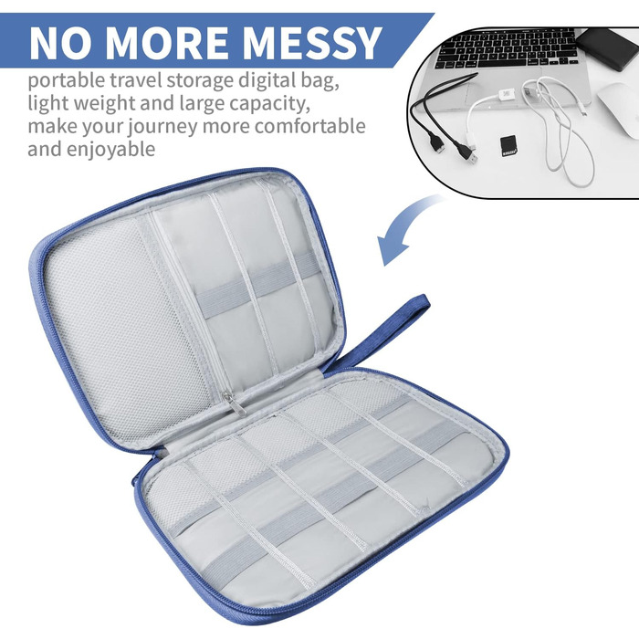 Органайзер для кабелів та аксесуарів для подорожей, синій A-navy