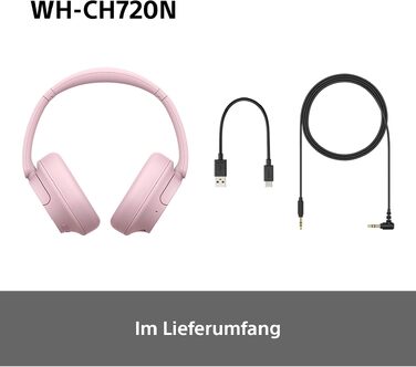 Бездротові Bluetooth-навушники Sony WH-CH720N з активним шумозаглушенням, до 50 годин автономної роботи, рожеві