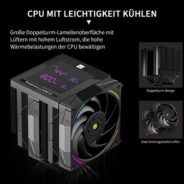 Кулер для процесора Thermalright Phantom Spirit 120 EVO, 7 теплових трубок, 2 PWM вентилятори 2150 RPM, сумісність з AMD AM4/AM5 та Intel LGA 115X/1200/1700/1851/2000 (Чорний, PS120 D EVO)