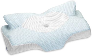 Elviros Orthopedic Memory Foam Pillow, Side Sleeper Pillow Neck Support Pillow, Head Pillow Neck Pain, Ergonomic Sleeping Pillow for Neck and Shoulder Pain, 53.8x11/9x33cm, Blue Blue 54 x 11/9 x 33 cm