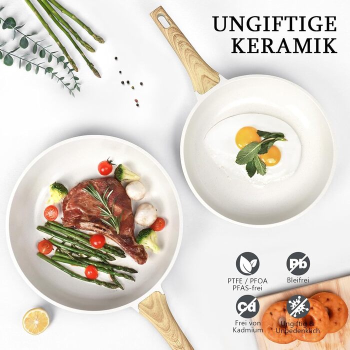 Гіпп Сковорода керамічна 24 см з антипригарним покриттям, для всіх типів плит, без PFOA/PFOS, біла