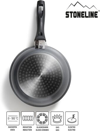 Сковорода STONELINE 20 см з антипригарним покриттям з кам'яними частинками, для індукційних плит, алюмінієва, сіра