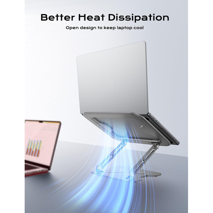 Adjustable Laptop Stand for Desk - Portable Aluminum Laptop Riser - Fits HP 10-16 Inch Laptops (Silver)