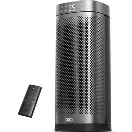 Dreo 16 Inch Electric Heater, Energy Efficient Space Heater with Thermostat, 70° Oscillating, Remote Control, 3 Modes, Tip-over & Overheat Protection, Silent Ceramic Fan Heater for Home, Silver