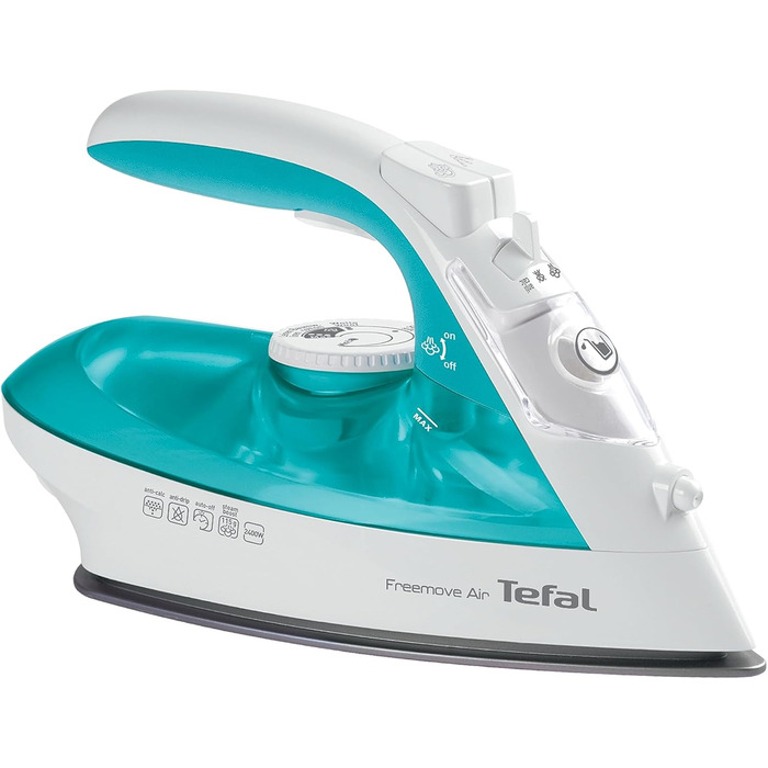 Бездротова праска Tefal FV6520 Freemove Air, 2400 Вт, 25 г/хв, 115 г/хв, автоматичне вимкнення, бірюзова/біла