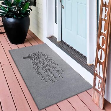 Килимок для підлоги AOAOPQ з зображенням Дерева Життя, антиковзаюча, для дому та вулиці (60x90 см, сірий)