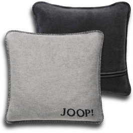 Наволочка Joop! Uni Doubleface, двостороння, сірий та антрацит, 50x50 см, бавовна та поліакрил