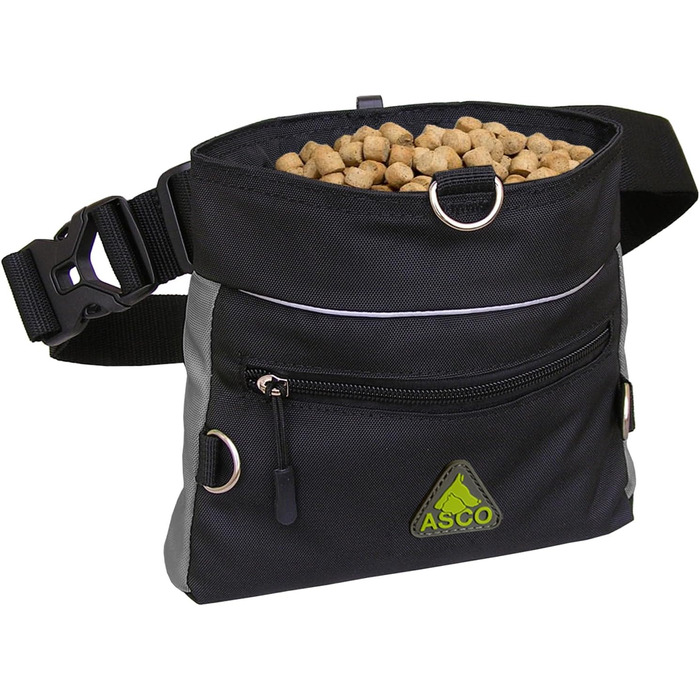 Сумка для ласощів для собак ASCO Leckerlitasche - зручна та практична бавовняна сумка для тренувань, 20 x 20 см, чорна