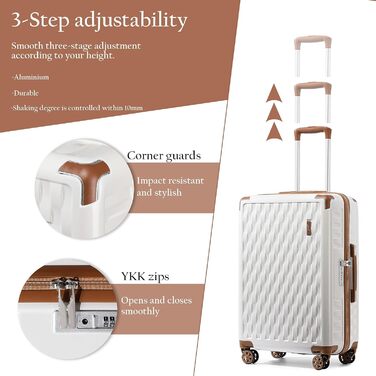 Набір валіз Sea Choice: 4 шт. (55/65/75 см) з жорсткими корпусами, захистом кутів, TSA-замком, білий