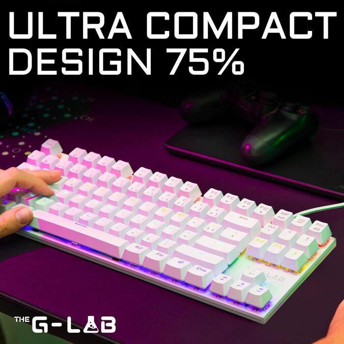 G-Lab Combo Mercury: Механічна ігрова клавіатура та миша, RGB, Switch Red, Azerty, 7200 DPI [Білий]