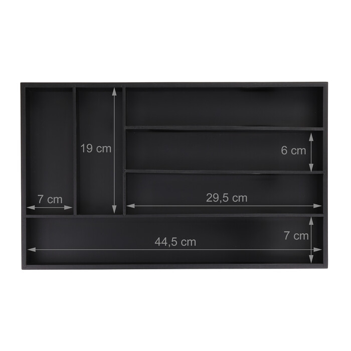 Relaxdays Black Cutlery Box with 6 Compartments