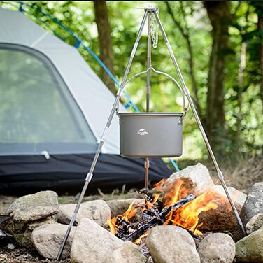 Каструля Naturehike для кемпінгу з кришкою, велика, підвісна, портативний набір посуду для приготування їжі на 1-6 осіб, сірий колір