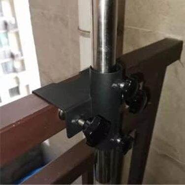 VANROUG Robust Balcony Umbrella Holder, Clamp, Garden Fence, Parasol, Terrace Decking, Clamping Range (20 mm - 63 mm), Umbrella Diameter (23 mm - 38 mm) (black)