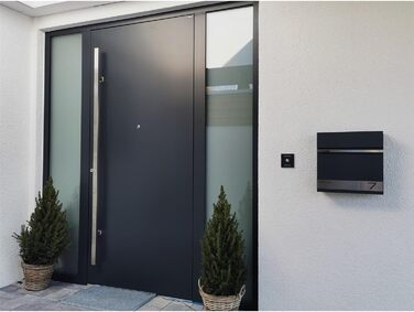 Поштова скринька Metzler Premium з газетницею Anthrazit (Антрацит) - персоналізована з табличкою для імені - високоякісна настінна поштова скринька з нержавіючої сталі V2A з порошковим покриттям RAL 7016, модель Stencil