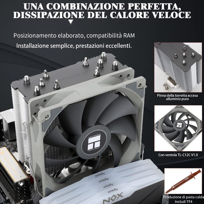 Thermalright Assassin King 120 SE ARGB: Кулер для CPU з 5 Heatpipes та PWM вентилятором, сумісний з AMD AM4/AM5 та Intel LGA 1700/1150/1151/1200