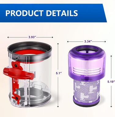 Контейнер для пилу сумісний з Dyson V12 Slim, V12 Detect Slim, V10 Digital Slim, SV18, SV20. Замінна частина для пилососа Dyson, артикул 965272-01