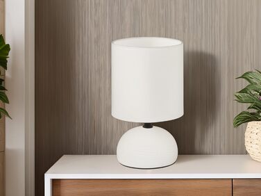 Торшер Reality Leuchten Luci R50351035: керамічний цоколь, тканинний абажур бежевого кольору, патрон E14