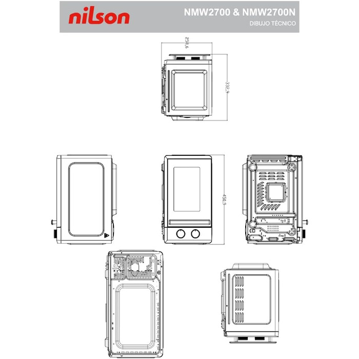 Мікрохвильова піч Nilson 20 літрів, чорний кришталь, NMW2700N, 700W, 5 програм, функція розморожування