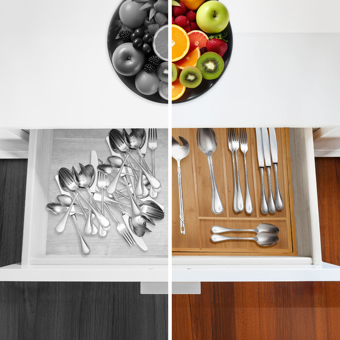 Relaxdays Extendable Bamboo Cutlery Box