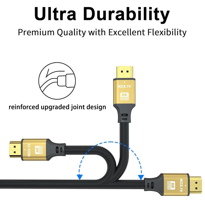 HDMI кабель 4K 1M (золотий): підтримка 4K@60Hz, 18Gbps, Ultra HD, Ethernet, Audio Return, 3D, HDR, ARC, сумісний з Xbox, PS5/PS4, HDTV, Laptop