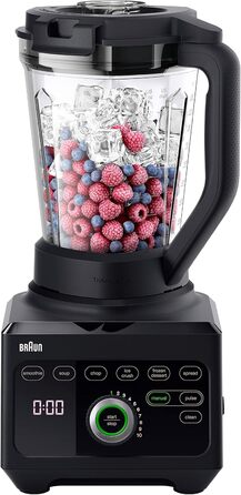 Braun PowerBlend 9 JB9040 High-Performance Blender – Stand Mixer with Glass Mixing Jug, 18 Mix Programs, 10 Speeds + Pulse Function, Hot Soup Function, Cleaning Program, Masher, 1600 W, Black