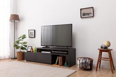 Iris Ohyama TV Furniture, TV Cabinet, TV Stand, TV Wall Mount for screens up to 43 inches, 4 shelves, Extendable, Contemporary, Bedroom, Living Room - TV Cabinet - SAB-100 - White Oak (Black Oak, TV size up to 43 inches, Expandable)